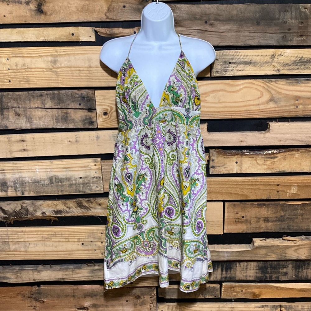 Alice & Trixie Halter Paisley Print Sleeveless Mini Dress Size Large